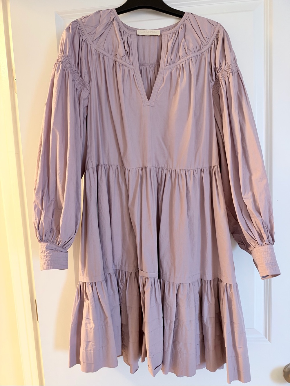 Ulla Johnson AW 2022 Mauve Tiered Dress Size 0 Balloon Sleeve